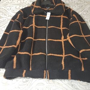 Express Plaid Teddy Sherpa Jacket